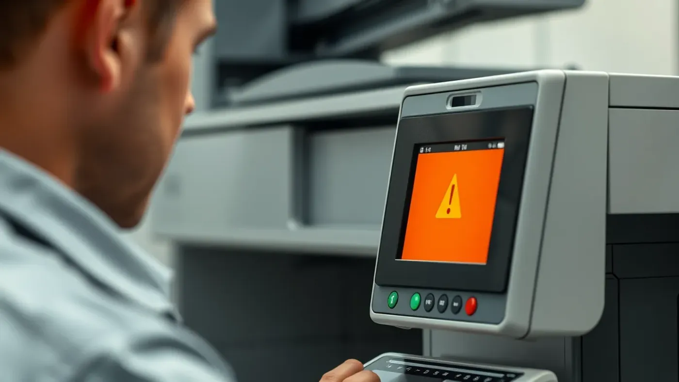 Kỹ thuật viên xem mã lỗi máy photocopy Konica