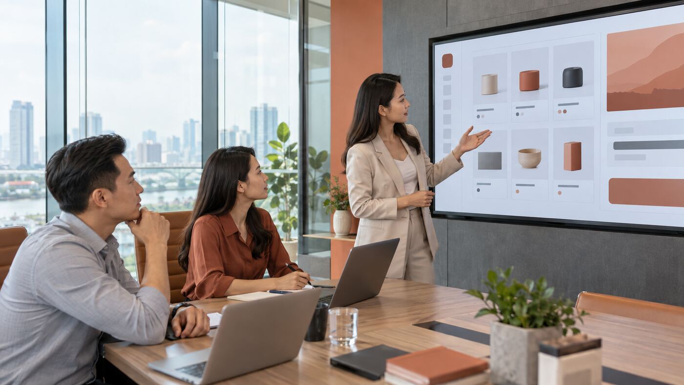 Góc làm việc minh họa chủ đề công ty thiết kế website B2B